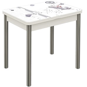 Раздвижной стол Бари хром №6 (Exclusive h174/белый) в Сургуте