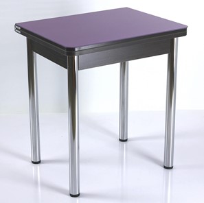 Кухонный пристенный стол СПА-01 СТ2, венге ЛДСП/стекло фиолетовый/39 прямые трубки хром в Ханты-Мансийске