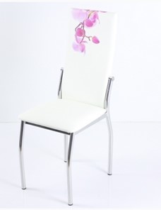 Стул В-610 СТ хром люкс/белый, фотопечать орхидея в Когалыме