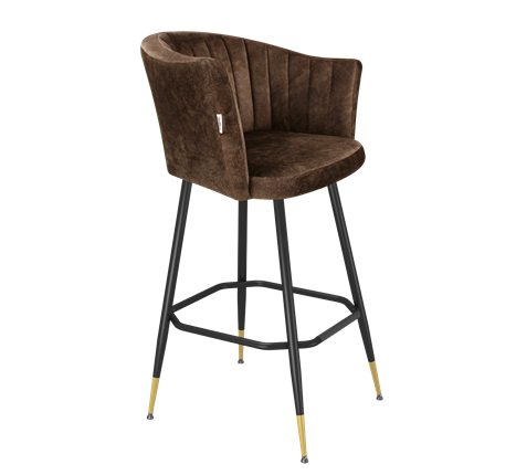 Барный стул SHT-ST42-1 / SHT-S148 (кофейный трюфель/черный муар/золото) в Лангепасе - изображение