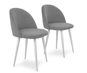 Комплект из 2-х кухонных стульев Лайт серый белые ножки в Лангепасе