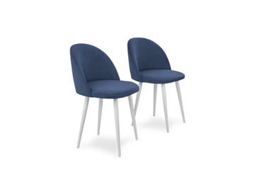 Комплект из 2-х кухонных стульев Лайт синий белые ножки в Югорске