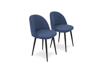 Комплект из 2-х кухонных стульев Лайт синий черные ножки в Югорске