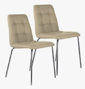 Комплект обеденных стульев 2 шт. BRABIX "Twins CF-011", хром каркас, экокожа, бежевый, 532766 в Нягани