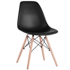 Комплект обеденных стульев 4 шт. BRABIX "Eames CF-010", пластик черный, опоры дерево/металл, 532631, 2033A в Урае