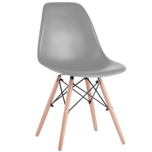 Обеденный стул BRABIX "Eames CF-010", пластик серый, опоры дерево/металл, 532632, 2033A в Лангепасе