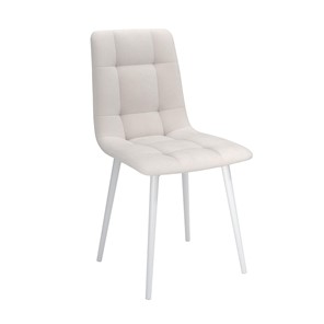 Обеденный стул Белла, велюр тенерифе крем/Цвет металл белый в Нягани