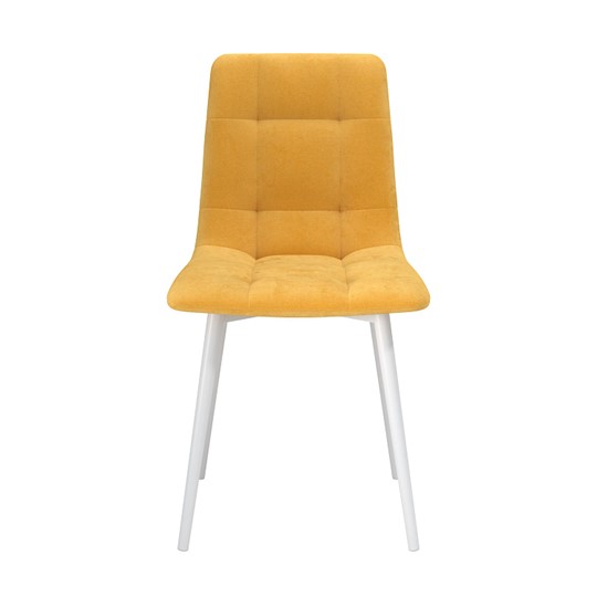 Обеденный стул Белла, велюр тенерифе куркума/Цвет металл белый в Сургуте - изображение 1