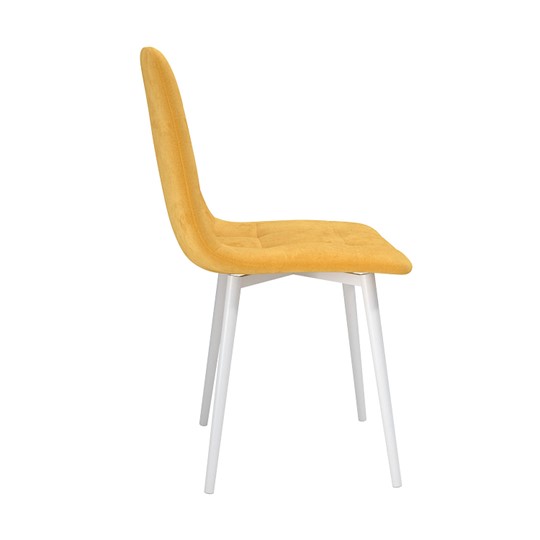 Обеденный стул Белла, велюр тенерифе куркума/Цвет металл белый в Радужном - изображение 2