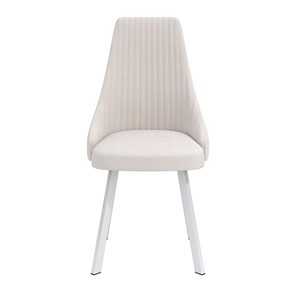 Обеденный стул Лион, велюр тенерифе крем/Цвет металл белый в Урае - предосмотр 1