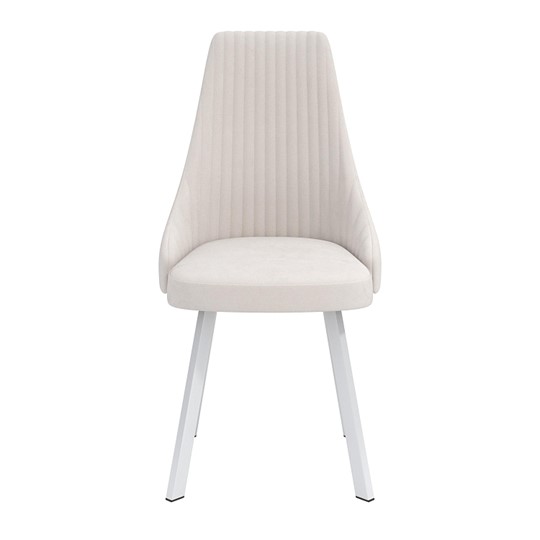 Обеденный стул Лион, велюр тенерифе крем/Цвет металл белый в Лангепасе - изображение 1