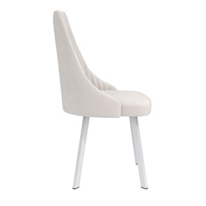 Обеденный стул Лион, велюр тенерифе крем/Цвет металл белый в Лангепасе - предосмотр 2