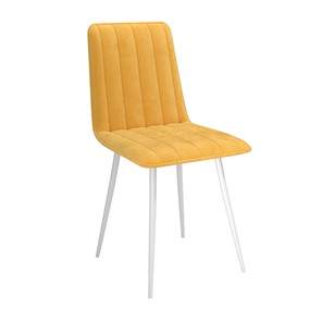 Обеденный стул Тахо, велюр тенерифе куркума/Цвет металл белый в Радужном