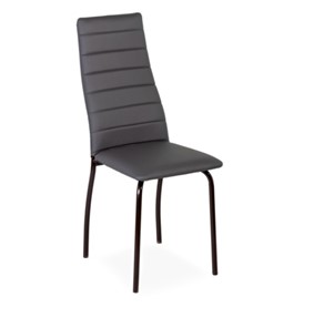 Обеденный стул Волна, прошивка горизонтально, каркас металл коричневый, экотекс серый в Когалыме