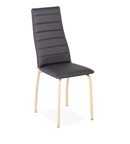 Обеденный стул Волна, прошивка горизонтально, каркас металл бежевый, экотекс серый в Когалыме
