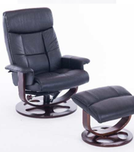 Офисное кресло J6011 для релаксации нат. кожа / дерево, черный в Ханты-Мансийске