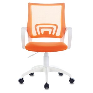 Кресло компьютерное Brabix Fly MG-396W (с подлокотниками, пластик белый, сетка, оранжевое) 532401 в Лангепасе - предосмотр 1