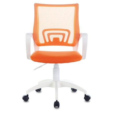 Кресло компьютерное Brabix Fly MG-396W (с подлокотниками, пластик белый, сетка, оранжевое) 532401 в Лангепасе - изображение 1