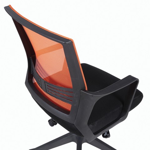 Кресло компьютерное Brabix Balance MG-320 (с подлокотниками, комбинированное черное/оранжевое) 531832 в Лангепасе - изображение 6