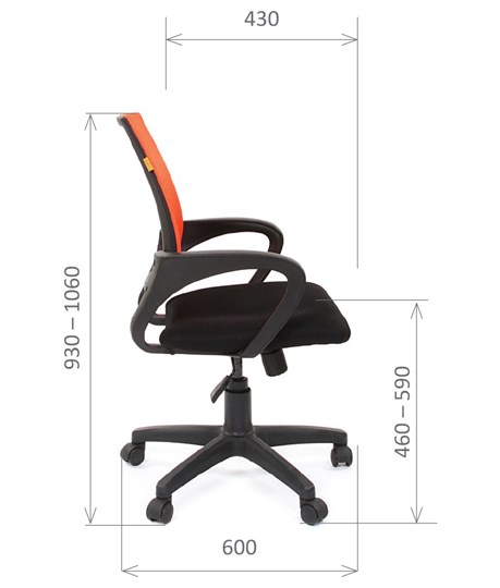 Кресло CHAIRMAN 696 black Сетчатый акрил DW66 оранжевый в Югорске - изображение 2
