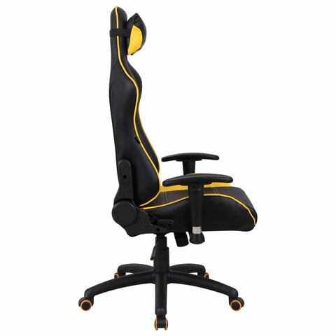 Кресло компьютерное Brabix GT Master GM-110 (две подушки, экокожа, черное/желтое) 531927 в Лангепасе - изображение 1