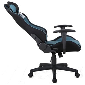 Кресло офисное Brabix GT Racer GM-100 (две подушки, ткань, черное/голубое) 531818 в Урае - предосмотр 3