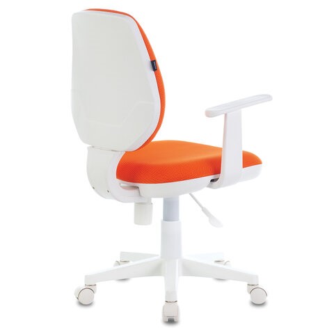 Компьютерное кресло Brabix Fancy MG-201W (с подлокотниками, пластик белый, оранжевое) 532410 в Лангепасе - изображение 2