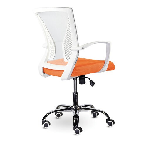 Кресло компьютерное Brabix Wings MG-306 (пластик белый, хром, сетка, серое/оранжевое) в Лангепасе - изображение 2