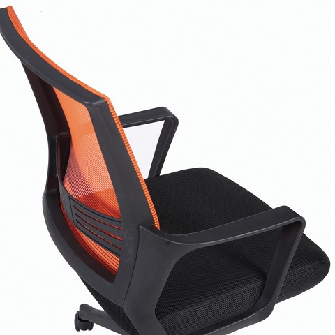 Кресло компьютерное Brabix Balance MG-320 (с подлокотниками, комбинированное черное/оранжевое) 531832 в Лангепасе - изображение 7