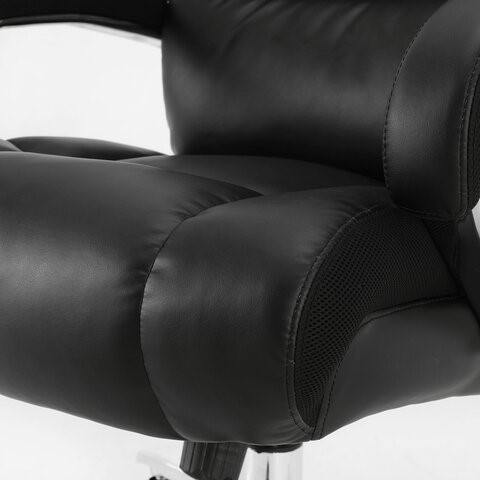 Компьютерное кресло Brabix Premium Bomer HD-007 (рециклированная кожа, хром, черное) 531939 в Лангепасе - изображение 3
