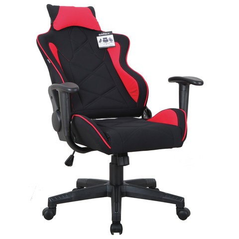 Офисное кресло Brabix GT Racer GM-100 (подушка, ткань, черное/красное) 531820 в Лангепасе - изображение 1