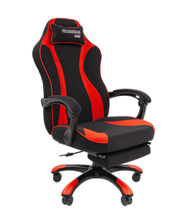 Игровое кресло CHAIRMAN GAME 35 с выдвижной подставкой для ног Ткань  черная / Ткань красная в Урае