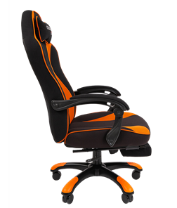 Игровое кресло CHAIRMAN GAME 35 с выдвижной подставкой для ног Ткань черная / Ткань оранжевая в Когалыме - предосмотр 2