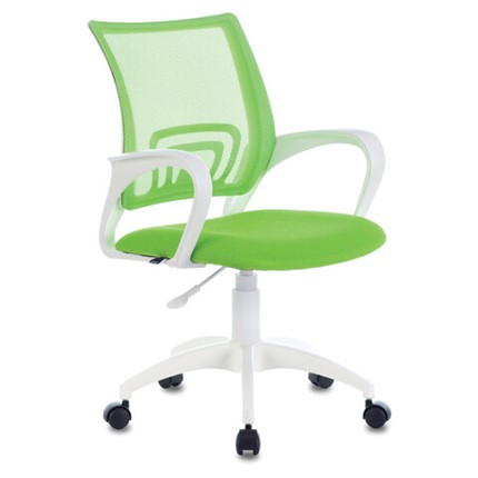 Кресло офисное Brabix Fly MG-396W (с подлокотниками, пластик белый, сетка, салатовое) 532403 в Лангепасе - изображение