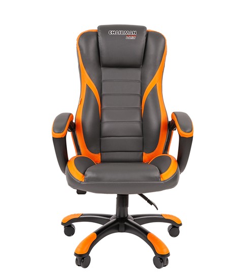 Кресло офисное CHAIRMAN GAME 22 эко кожа, серый/оранжевый в Югорске - изображение 3