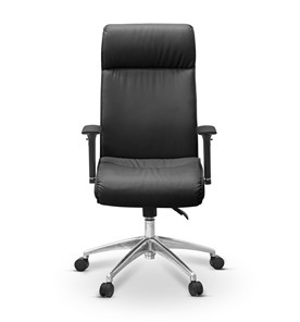 Кресло офисное Dark (подлокотники 3D) натуральная кожа с компаньоном / черная в Лангепасе