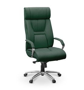 Офисное кресло Олимп X (подлокотники хром) натуральная кожа с компаньоном / зеленая NL30 в Нижневартовске