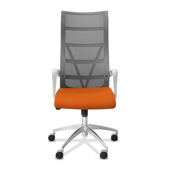 Кресло офисное Топ X белый каркас, сетка/ткань TW / серая/оранжевая в Лангепасе - изображение 1