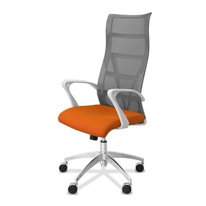 Кресло офисное Топ X белый каркас, сетка/ткань TW / серая/оранжевая в Советском - предосмотр 2