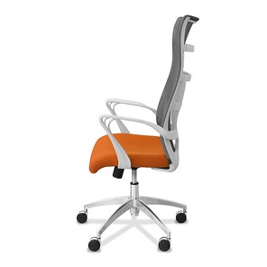 Кресло офисное Топ X белый каркас, сетка/ткань TW / серая/оранжевая в Советском - предосмотр 3