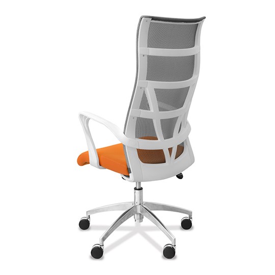 Кресло офисное Топ X белый каркас, сетка/ткань TW / серая/оранжевая в Лангепасе - изображение 4