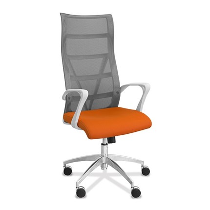 Кресло офисное Топ X белый каркас, сетка/ткань TW / серая/оранжевая в Лангепасе - изображение