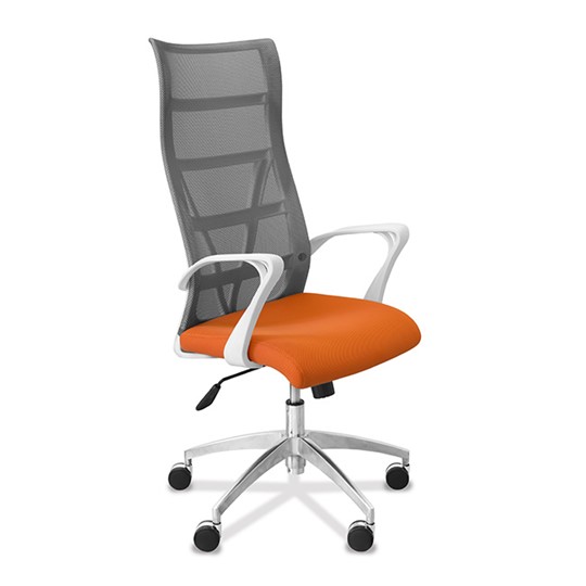 Кресло офисное Топ X белый каркас, сетка/ткань TW / серая/оранжевая в Советском - изображение 8