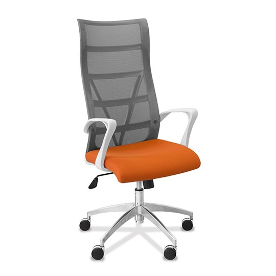 Кресло офисное Топ X белый каркас, сетка/ткань TW / серая/оранжевая в Лангепасе - изображение 9