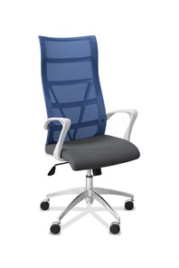 Офисное кресло для руководителя Топ X белый каркас, сетка/ткань Bahama / синяя/серая в Лангепасе