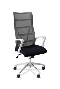 Кресло для руководителя Топ X белый каркас, сетка/ткань TW / серая/черная в Когалыме - предосмотр
