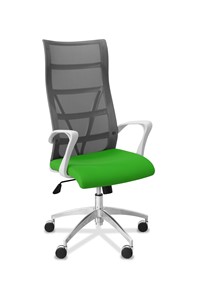 Кресло офисное Топ X белый каркас, сетка/ткань TW / серая/салатовая в Лангепасе
