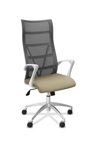 Офисное кресло Топ X белый каркас, сетка/ткань TW / серая/светло-серая в Сургуте - предосмотр