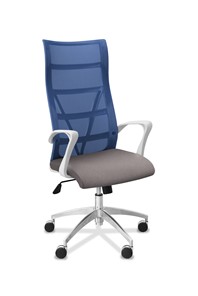 Офисное кресло Топ X белый каркас, сетка/ткань TW / синяя/серая в Нягани