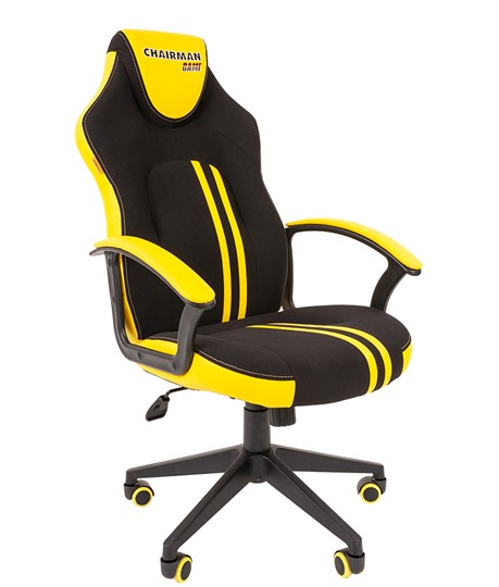 Кресло игровое CHAIRMAN GAME 26  Экокожа - Ткань стандарт. Черный/желтый в Советском - изображение 1